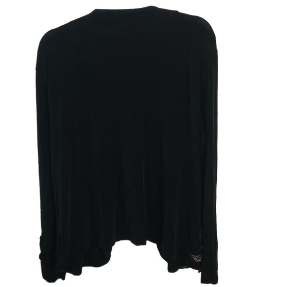 Chicos Travelers Black Appliqué Open Front Cardigan Sweater Size 3(XL) - Picture 2 of 6